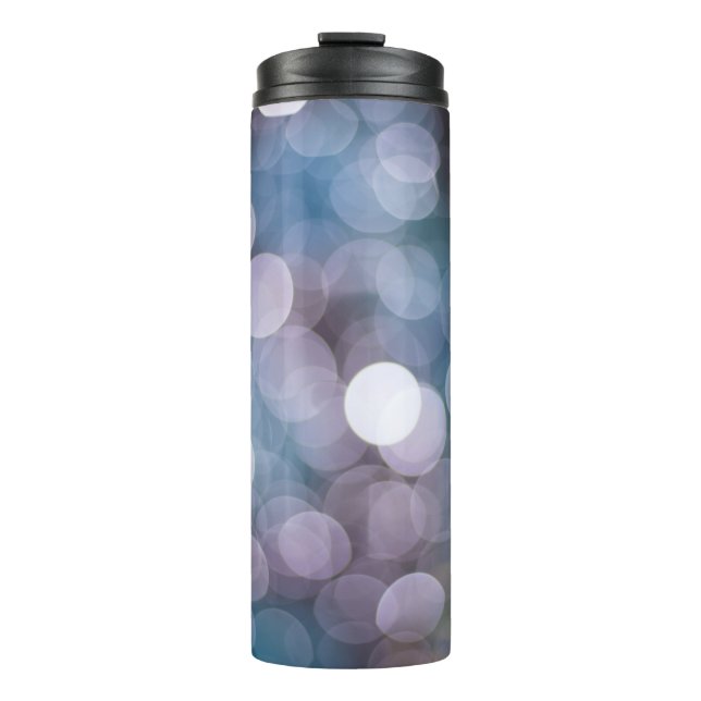 Termo Bokeh gris azul, fondo abstracto. (Anverso)