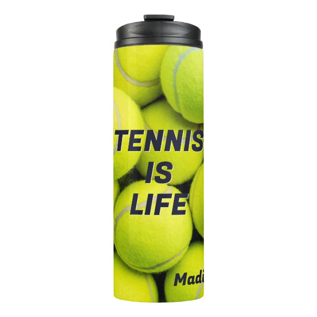 Termo Bolas de tenis de texto personalizado (Anverso)