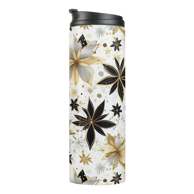 Termo Bold Black and Gold Abstract Floral (Rotado hacia la derecha)
