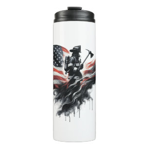 Termo Bombero americano. Bandera de los Estados Unidos.