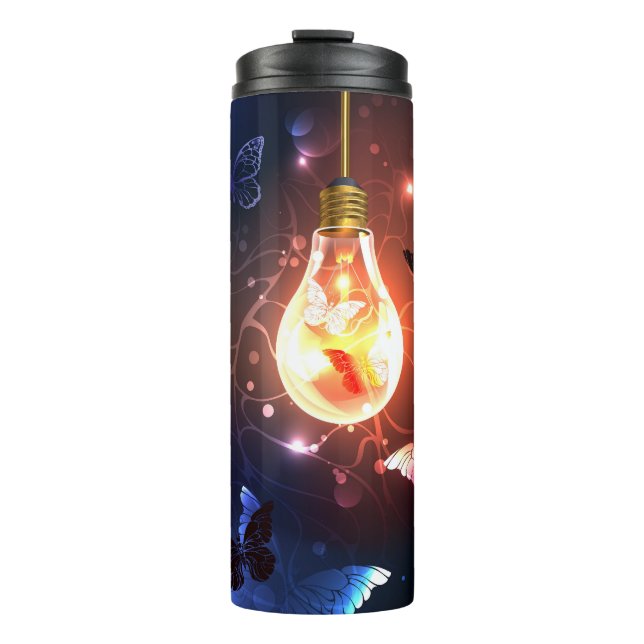 Termo Bombilla brillante con mariposas nocturnas (Anverso)