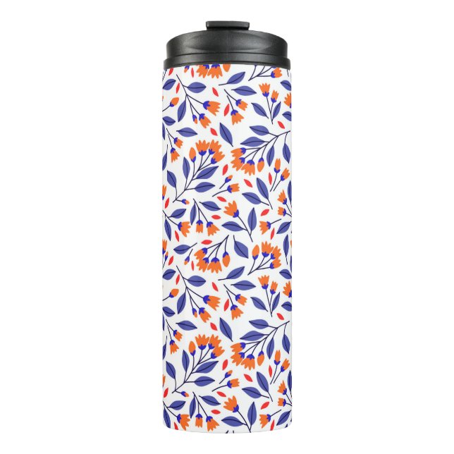 Termo Bonito flores pequeñas naranjas patrón sin fisuras (Anverso)