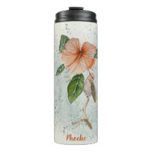 Bonito Hibiscus y Tumbler termal de pájaro