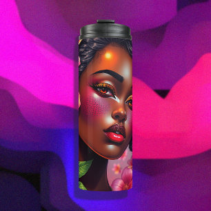 Termo Bonito Lady of Color Pink Flowers Notas musicales
