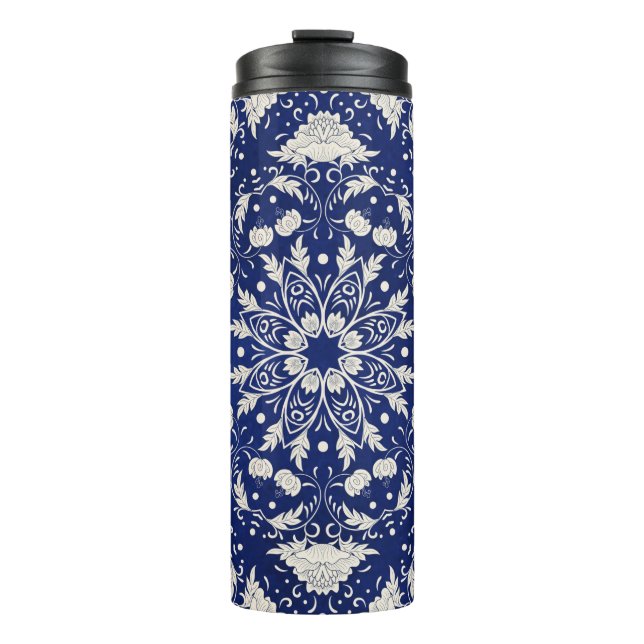 Termo Bonito patrón cuadrado floral (Anverso)