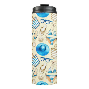 Termo Bonito patrón de verano con gafas, bikini, umbrel