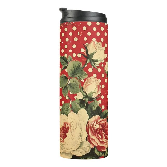 Termo Bonito Shabby Chic Red Floral Heart Spot Mix (Rotado hacia la derecha)