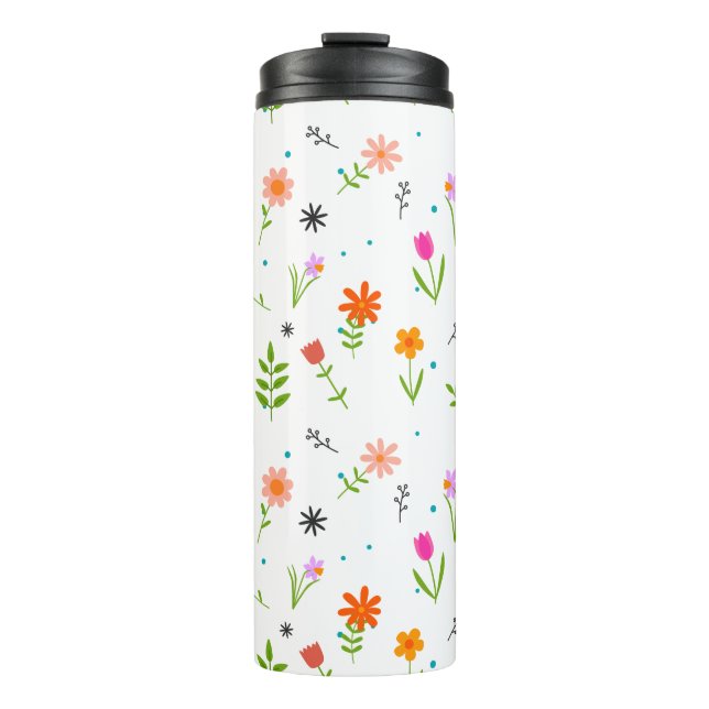 Termo Bonitos florales Patrón Tumbler térmico (Anverso)