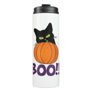 Termo Boo Gracioso Gato Gato Peeking Calabaza Halloween