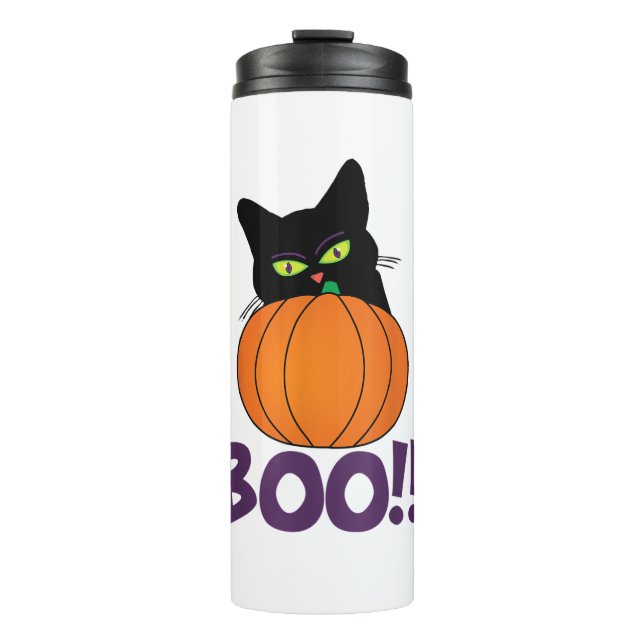 Termo Boo Gracioso Gato Gato Peeking Calabaza Halloween  (Anverso)