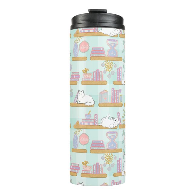 Termo Bookish Girly Cute Cat Name Green (Anverso)