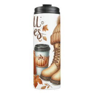 TERMO BOOTAS DE OTOÑO MARRÓN CAFÉ Y BOMBA GORRA