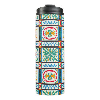 Termo Bordado de mallica italiano: Floral mediterránea