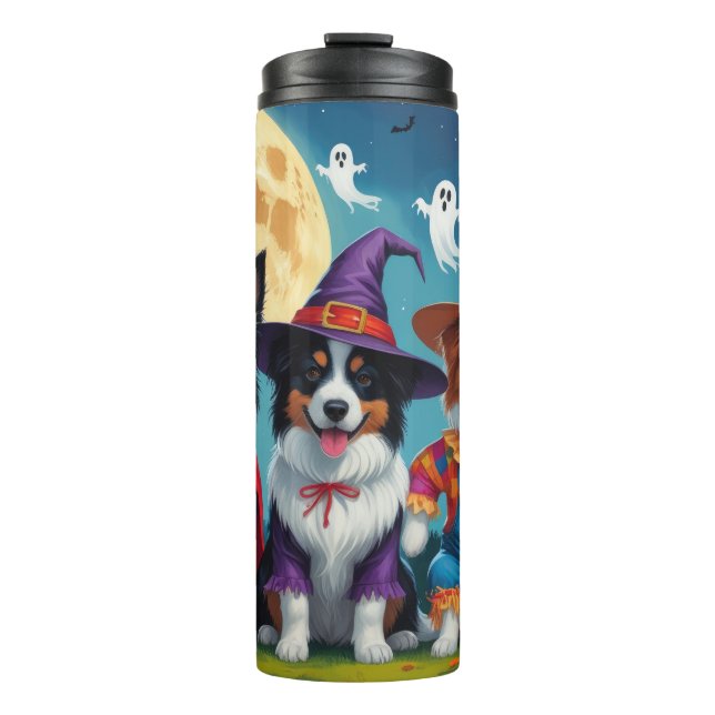 Termo Borde Collies Perros Calabaza Halloween Funny (Anverso)