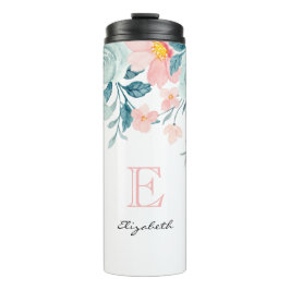 Termo Borde floral rosa y verde