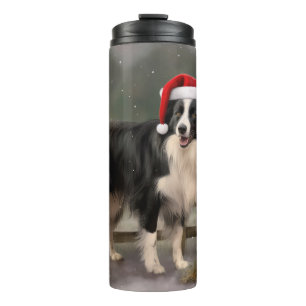 Termo Border Collie Perro en Navidad Nieve