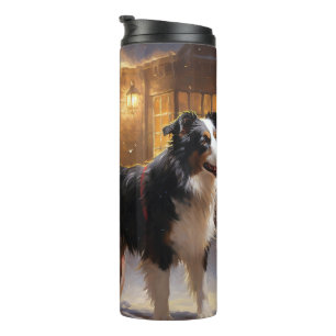 Termo Border Collie Temporada Navideña Festiva
