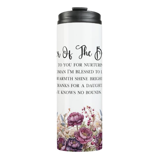 Termo Borgoña Madre Floral de la novia Tumbler (Anverso)
