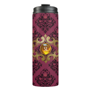 Termo Borgoña y oro Gemstone Damask de París