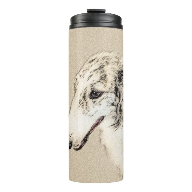 Termo Borzoi (Brindle plateado) Pintura original de arte (Anverso)