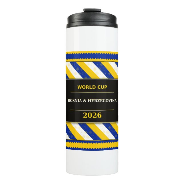 Termo Bosnia Herzegovina Football Fan Flag Colors Stripe (Anverso)
