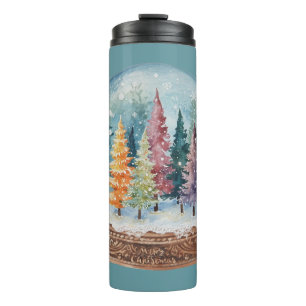 Termo Bosque de árbol de Navidad colorido en globo de ni