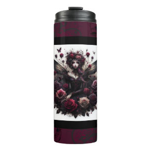 Termo Bosque Gótico Oscuro Hada Floral Rosas Burdeos
