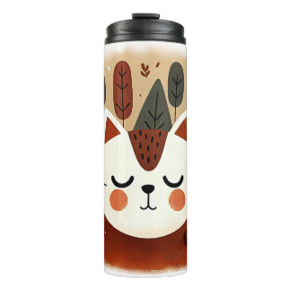 Termo Bosque Lindo Gato Otoño Bosque Tierra Gato Durmien