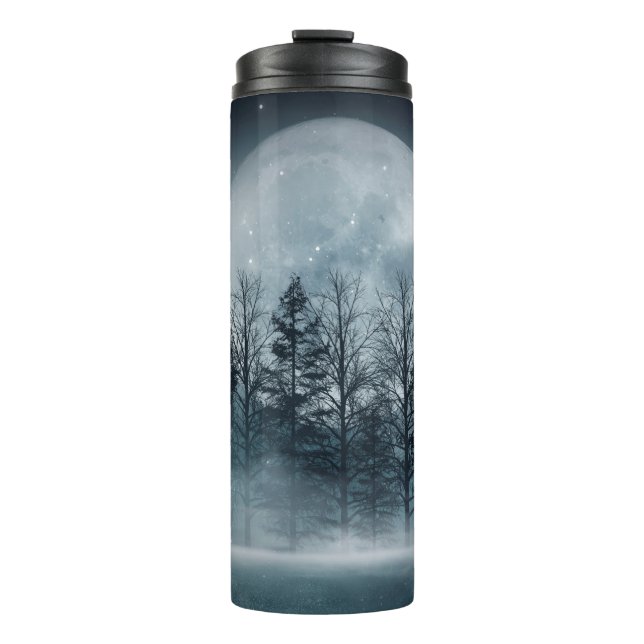 Termo Bosque oscuro. Escena oscura y sombría con árboles (Anverso)