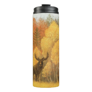 Termo Bosque otoñal, ciervo digital y zorro.