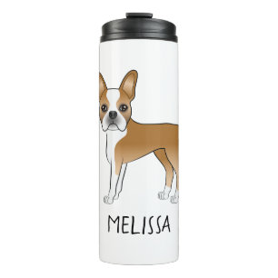 Termo Boston Terrier Cartoon Perro Castaño y Blanco & No