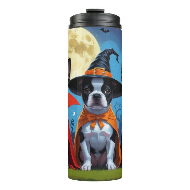 Termo Boston Terrier Dogs Calabaza Halloween Funny (Anverso)
