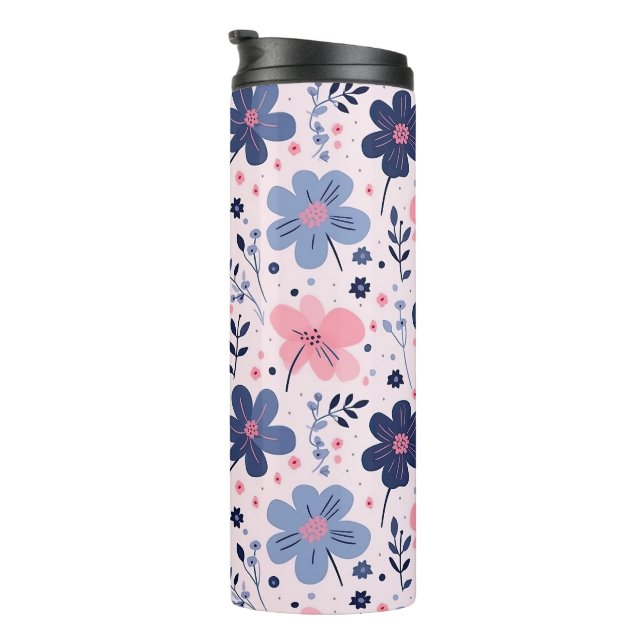 Termo Botanical Pink And Blue Flowers Nature Print (Rotado hacia la derecha)