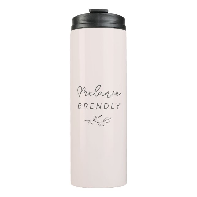 Termo Botánico Elegante Moderno Minimalista Rosa  (Anverso)