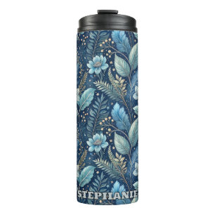 Termo Botánico Intrincado Azul y Verde -Azul oscuro estr