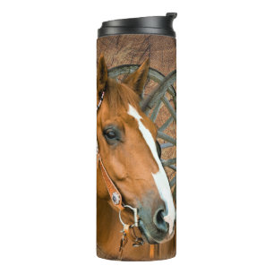 Termo Botas de vaquero de caballo rueda de carro girasol