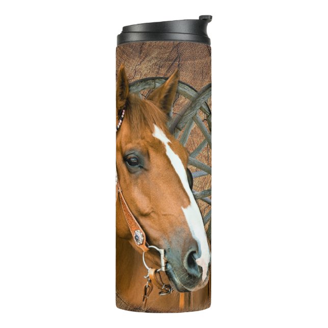 Termo Botas de vaquero de caballo rueda de carro girasol (Rotado hacia la izquierda)