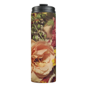 TERMO BOUQUET DE FLORES PETALIZADOS BLANCO Y ROSA CERCA 