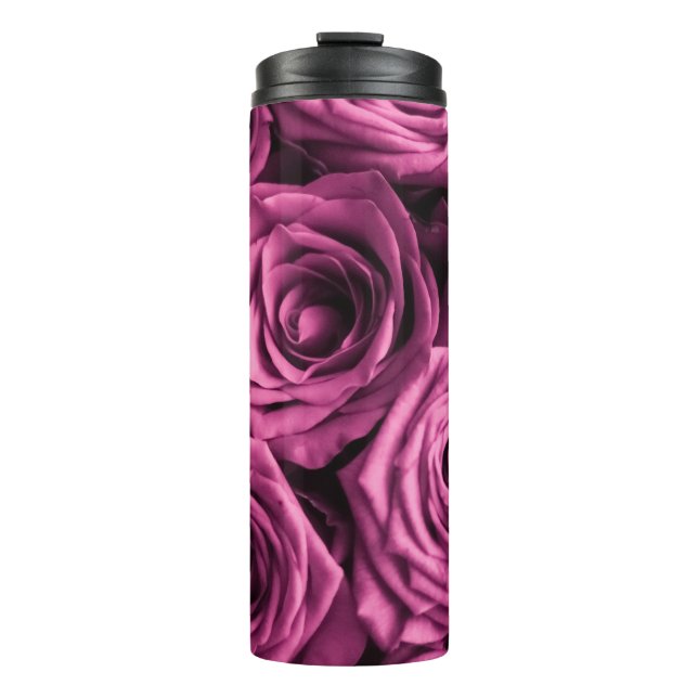 Termo Bouquet de rosas morados, flores de fondo floral (Anverso)