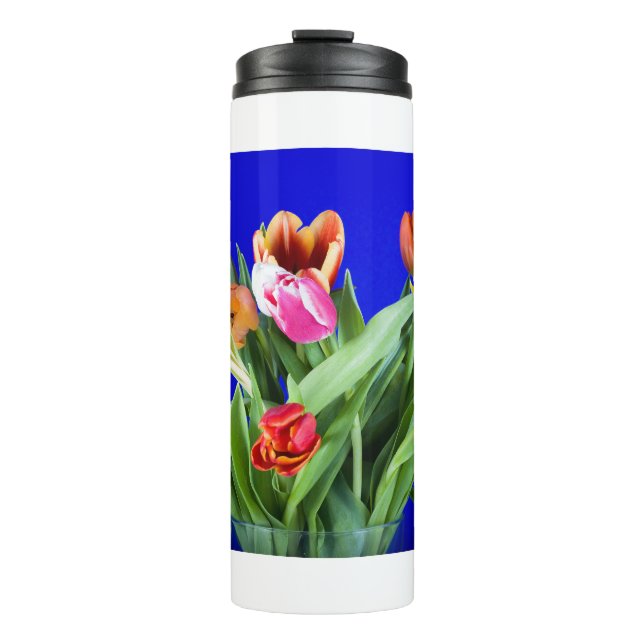 Termo Bouquet de tulipanes en azul (Anverso)