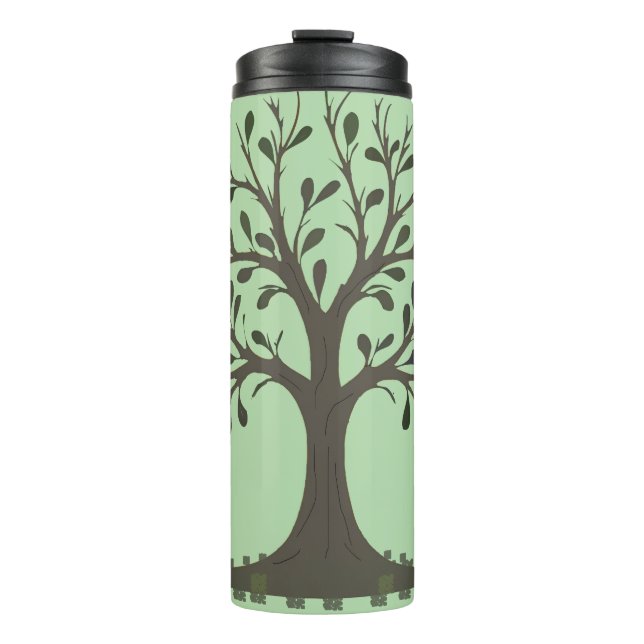 Termo 🌳 Bouteille Isotherme Arbre de Vie Vert Pâle (Anverso)