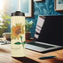 Bouteille isotherme tournesol jaune aquarelle