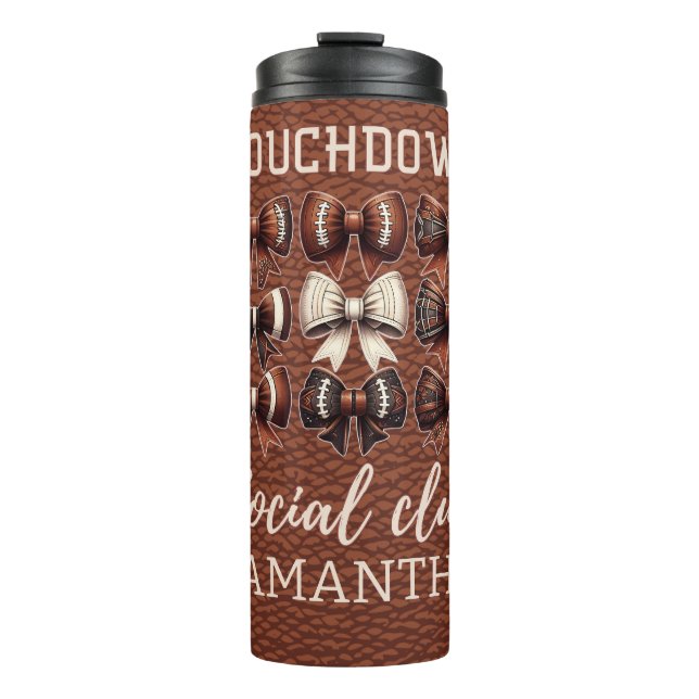 Termo Bow Football Mom Season Game Day Personalizado (Anverso)