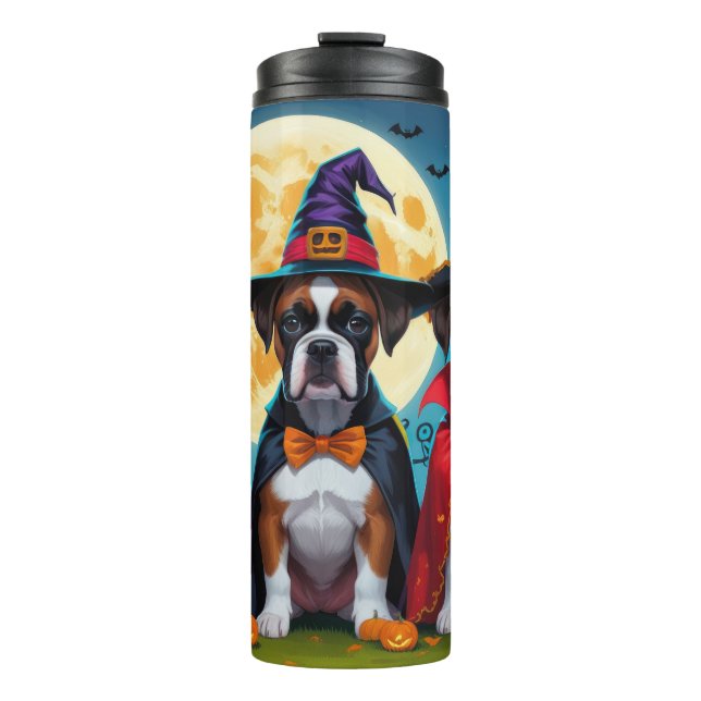 Termo Boxer Dogs Calabaza Halloween Gracioso (Anverso)