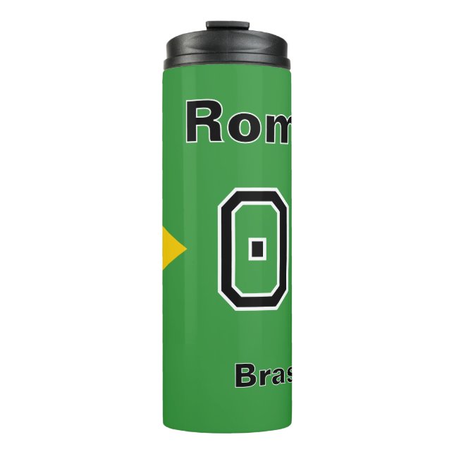 Termo Brasil Flag Personalized Soccer Player Name Number (Anverso)
