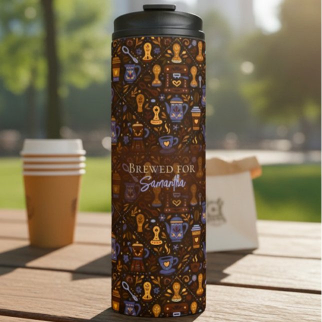 Termo Brewed for [Name] — folk coffee (cocoa & slate) (Subido por el creador)