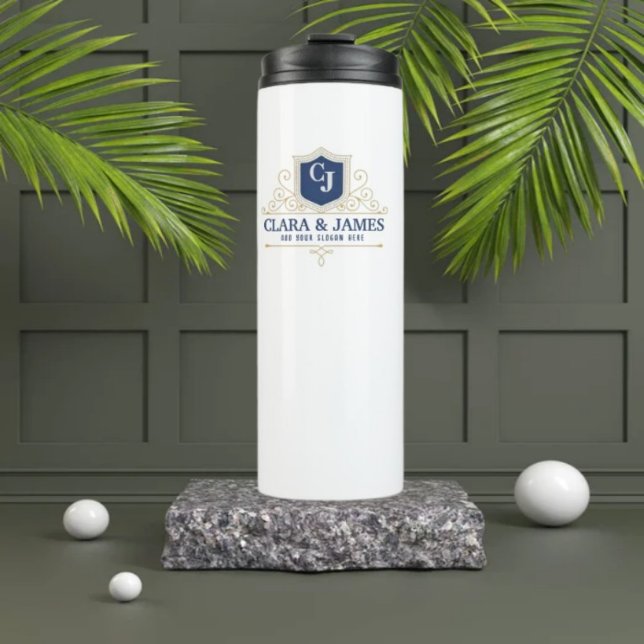 Termo Bride And Groom Monogram Names Elegant Weeding (Subido por el creador)