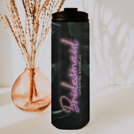 Termo Bride Squad | Monograma de soltera de palmas tropi