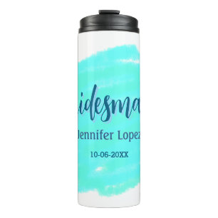 Termo Bridesmaid color de agua verde azul añadir nombre 