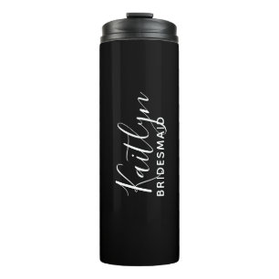 Termo Bridesmaid personalizada en blanco y negro 